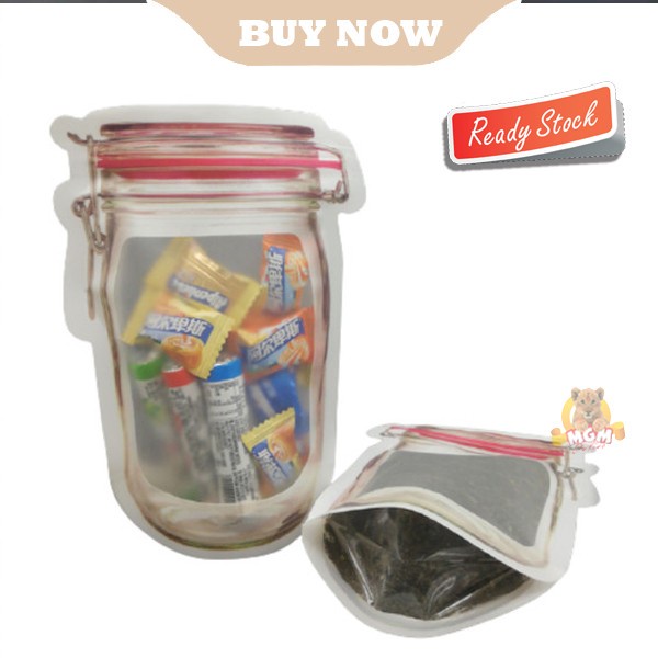 Standing Pouch model toples Mason Jar Zipper Plastic Bag 14x20cm