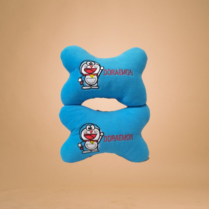 Headrest Car Set Doraemon 2in1 Bantal Mobil Set Karakter Doraemon Set Bantal Mobil 2in1 Karakter Doraemon