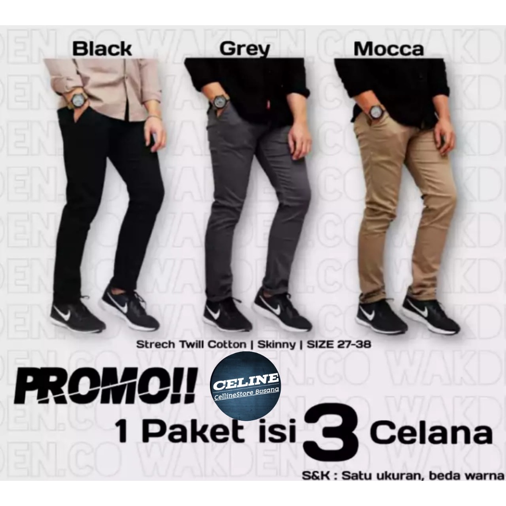 PROMO!!! CELANA CHINOS / CELANA MURAH MERIAH / 1 PAKET 3 CELANA / CELANA CHINOS PANJANG PRIA / CELANA TERPOPULER 2021 / Lubuak Denim