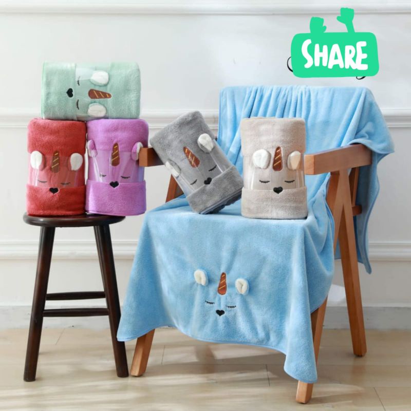 Handuk Mandi Bayi Lembut JUMBO Microfiber Motif Boneka  80 x 150