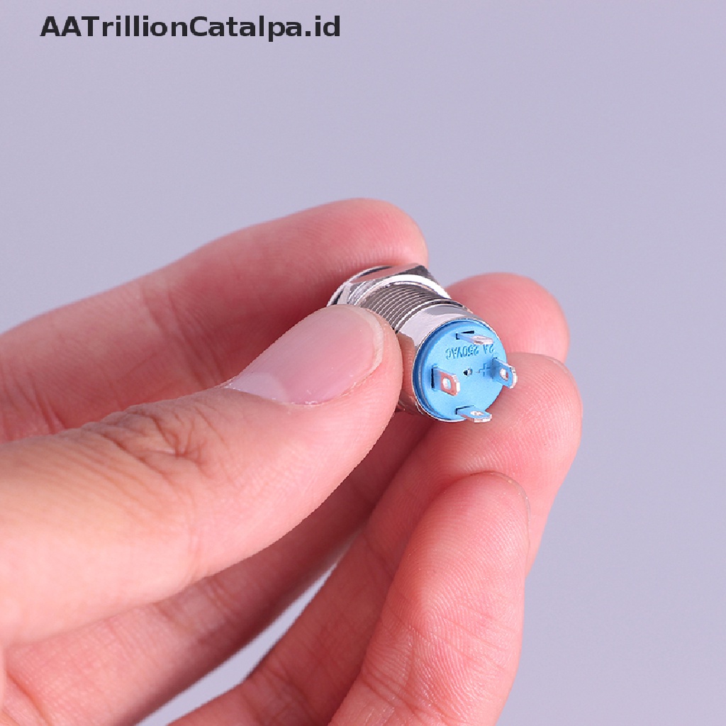 (AATrillionCatalpa) Tombol Tekan 12mm Bahan Metal Dengan Lampu LED