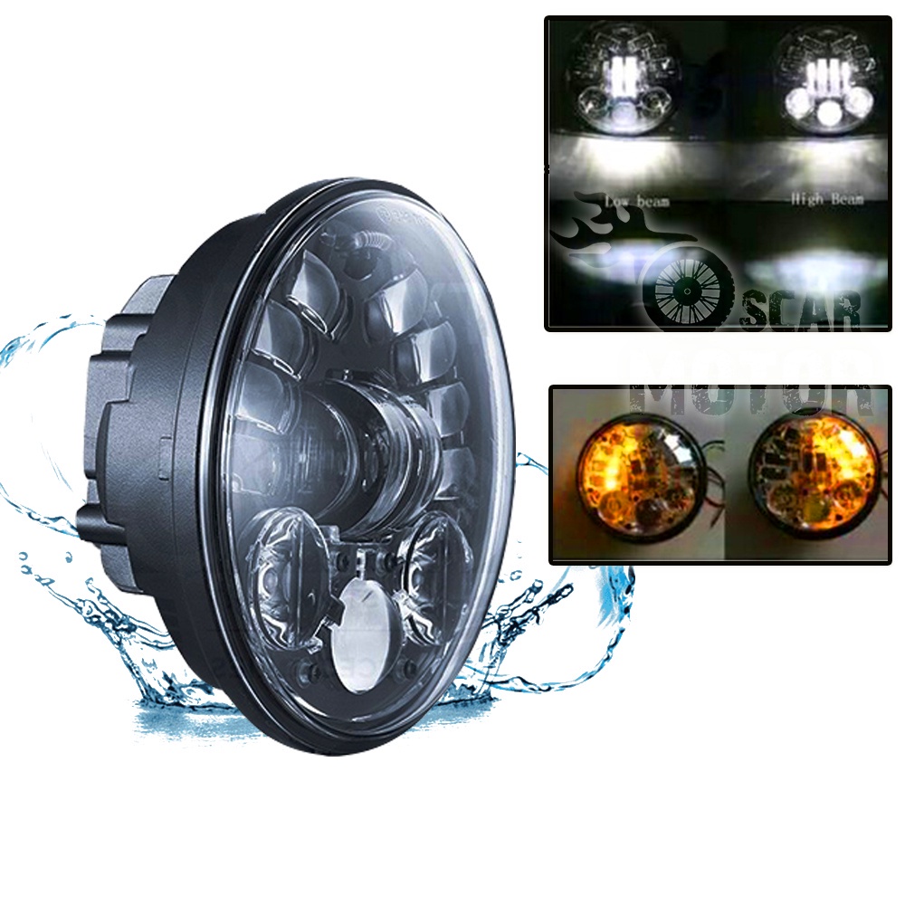 LAMPU DEPAN MOTOR HEADLAMP DAYMAKER BULAT HARLEY BIG LED PREDATOR MOTORCYCLE HEADLIGHT motor