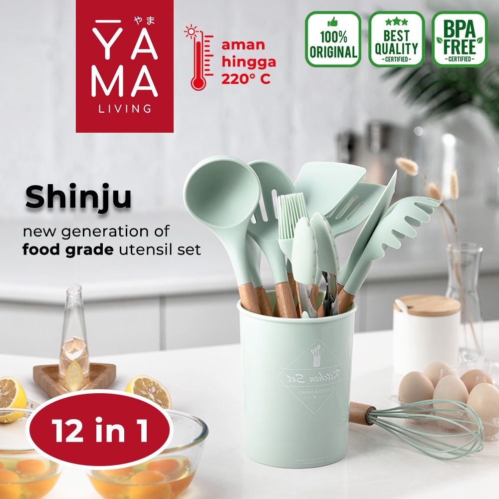 YAMA SHINJU Non Stick Silicone Kitchen Utensil Peralatan Masak Set Spatula Dapur