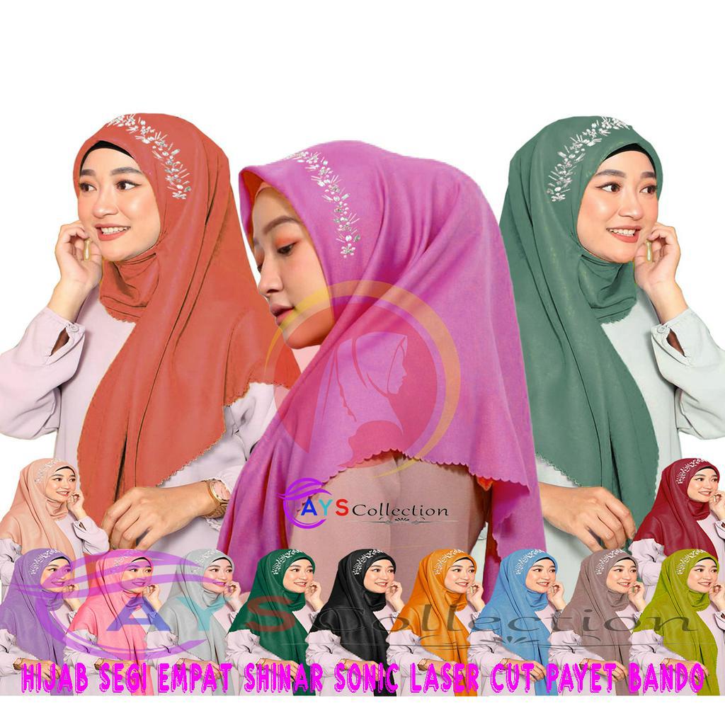 Hijab Segi Empat Shinar Sonic Laser Cut Payet Bando IMPORT / Kerudung Segi Empat Shinar Sonic Laser 
