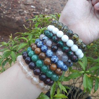  Gelang  Batu  Natural Black Onyx Black jade Giok  Hitam 