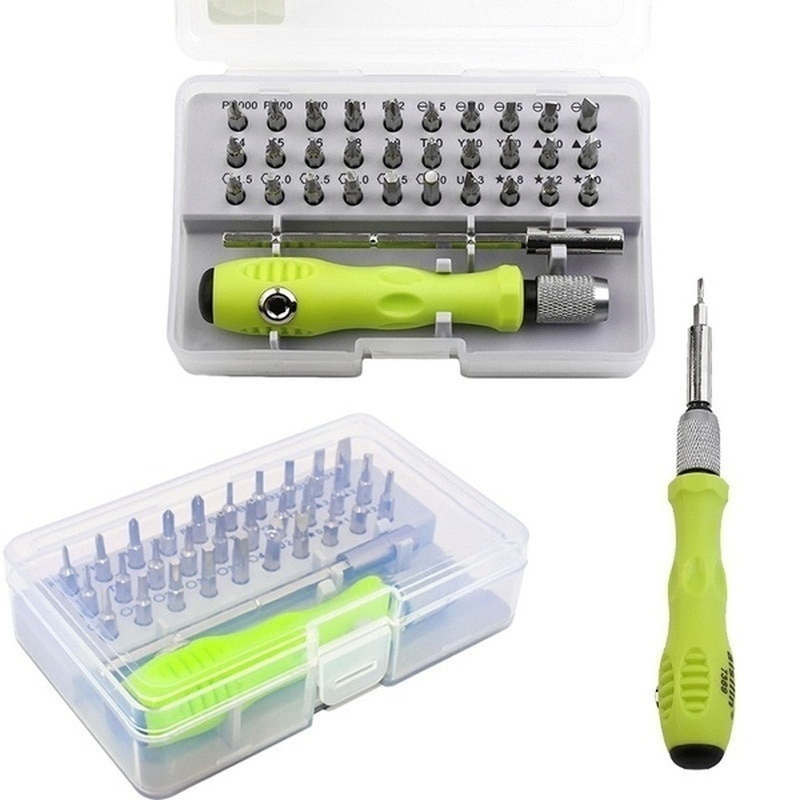 PAKET Tool Repair 32 In 1 Obeng Set Presisi Mini Magnetic Screwdriver Bits Kit Ponsel IPad Camera laptop komputer Jam Maintenance