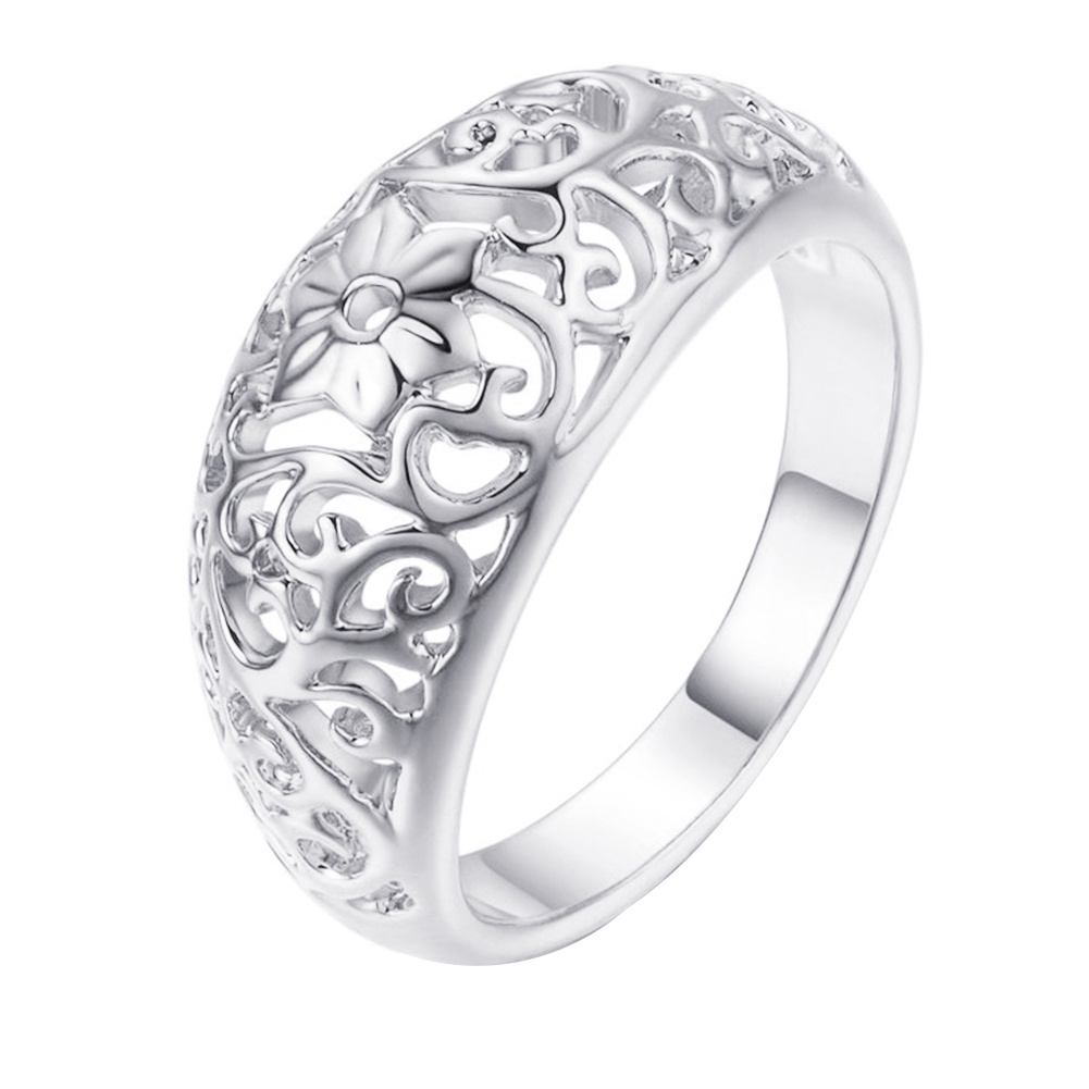Huluboy Cincin Tunangan Desain Bunga Hollow Handmade Untuk Wanita