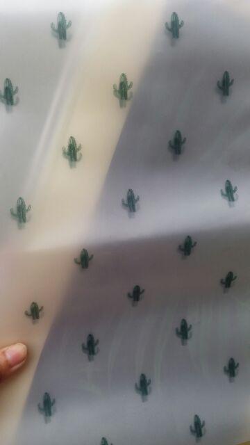 Cactus Zipper Storage Bag / Kantong Plastik Putih Transparan Serba Guna Motif Kaktus