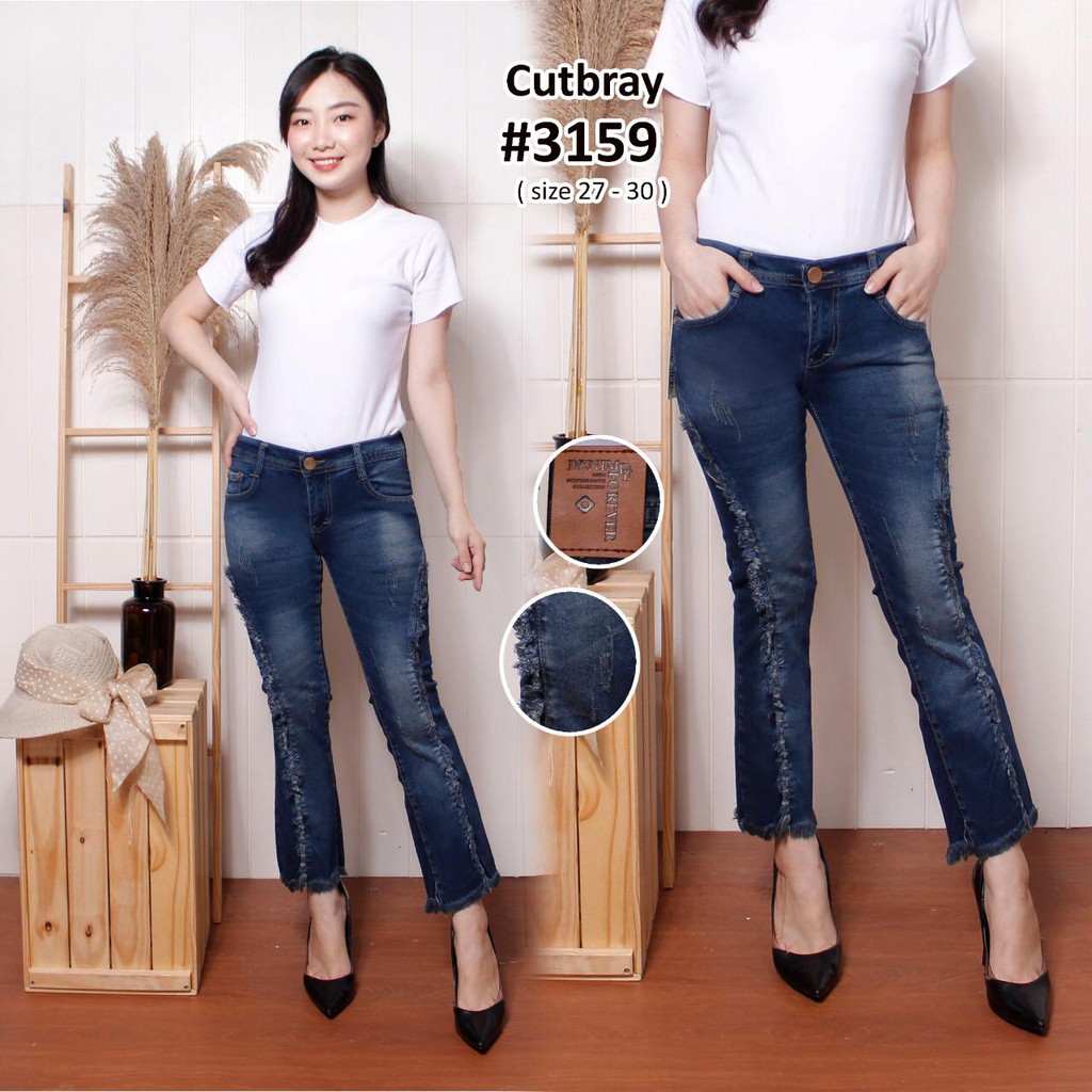 Celana Jeans Wanita 7/9 Cutbray Tulang Rawis 27-30 31-34 Bisa Bayar Ditempat(COD)