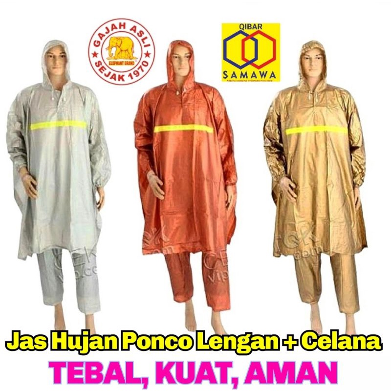 Jas Hujan Ponco + Celana  TEBAL &amp; BESAR Elephant Brand Varia Dan Ibex Tribal