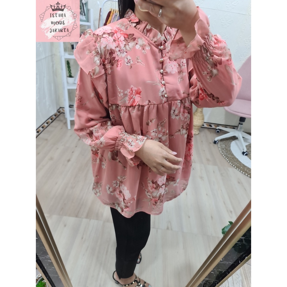 ISTANA MODE JAKARTA Zira baju atasan wanita terbaru blouse korean style blouse wanita lengan panjang-DUSTY