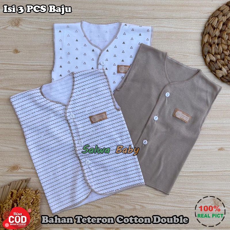 Bahan Katun TC 6 PCS Baju Kutung Bayi Celana POP Bayi Baru Lahir Serian CREAM 0-3 Bulan Almeera Baby and Kids