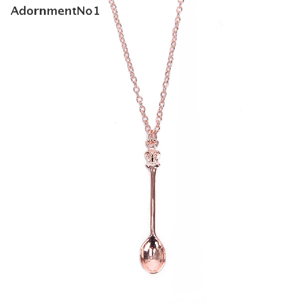 (AdornmentNo1) Kalung Rantai Dengan Liontin Sendok Teh Kecil Bahan Alloy Untuk Wanita