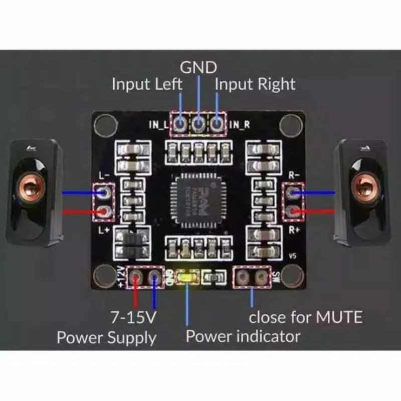 Kit ampli mini PAM8610 2x15W Class D stereo mini Amplifier 12V DC