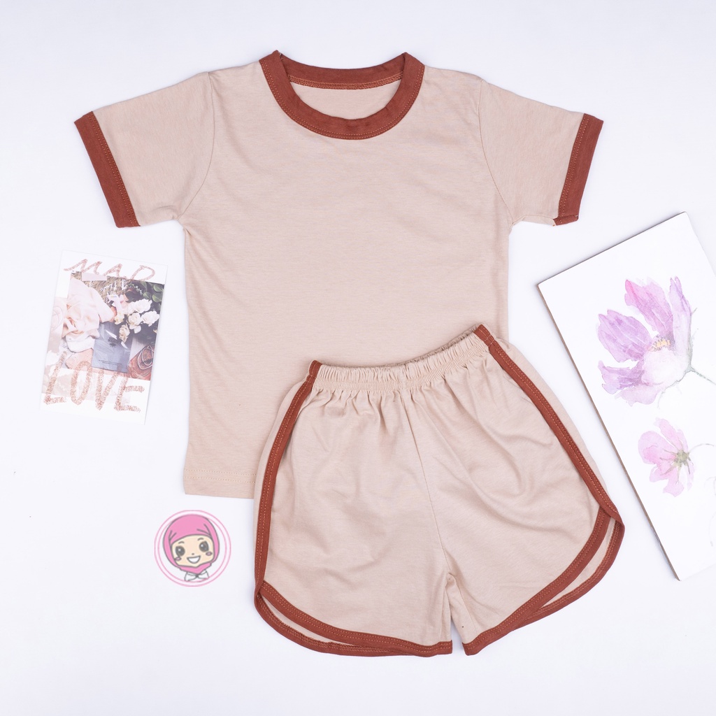 VS - Set Ringer Tee  Earth Tone Series / Setelan Anak Katun 0-5 Thn / Playset / Basic Tee Hotpants