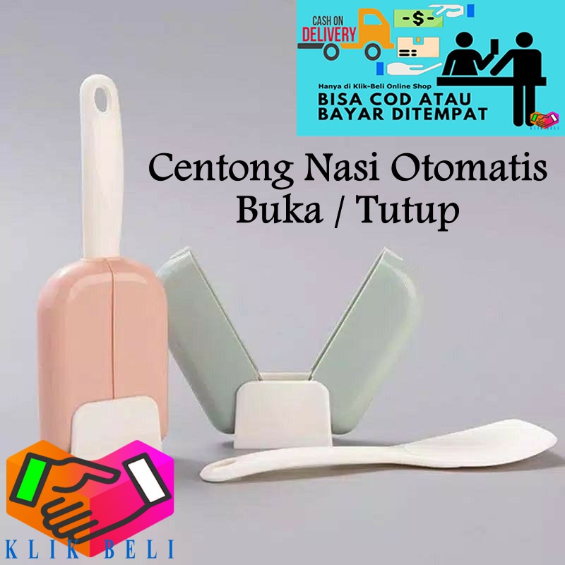 Centong Sendok Nasi Ajaib Tebal Tempat Otomatis Buka Tutup Rice Spoon Penutup Anti Lengket