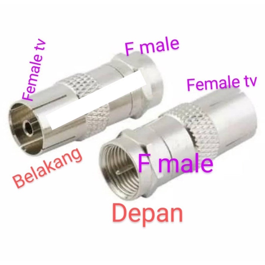 Jack Male to Female TV Antena drat besi Konektor Connector Kabel Antenna Televisi Anten Cable CCTV Parabola STB Set Top Box