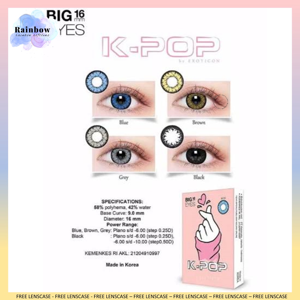 [COD] SOFTLENS X2 KPOP NORMAL &amp; MINUS (-0.50 SD -3.00) BIG EYES DIA 16MM FREE LENSCASE