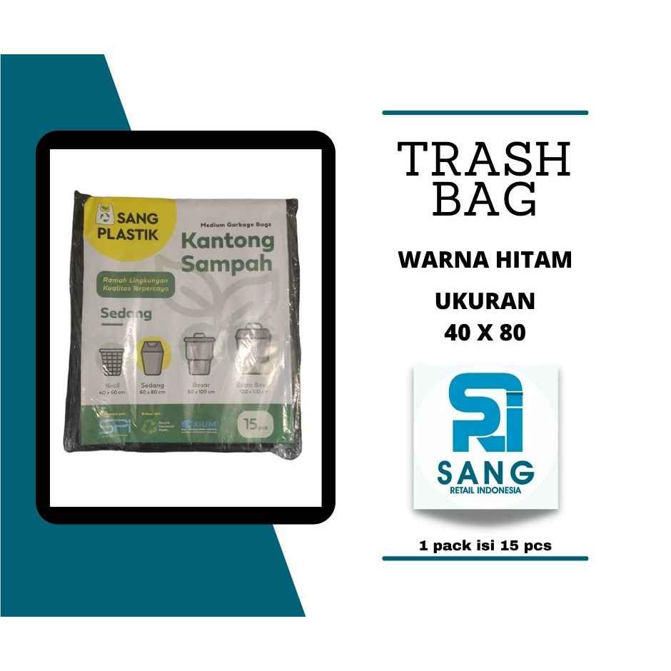 Jual Plastik Sampah Trash Bag Kantong Plastik Sampah Kresek Sampah Hitam Uk 40x80 3897