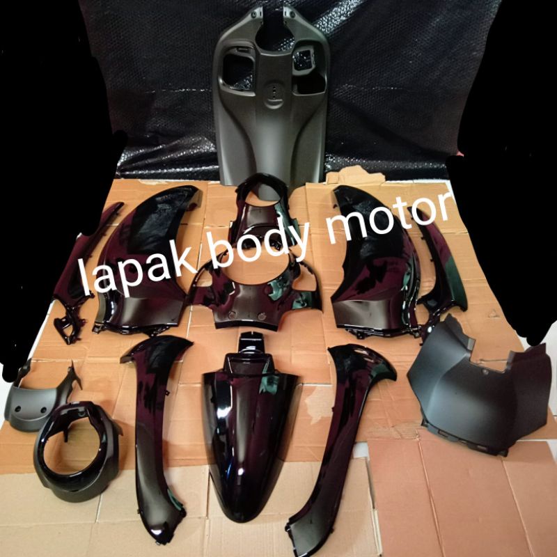 cover fullset full bodi body scopy scoopy new led 2021 2022 k2f hitam glosy prestige black ori