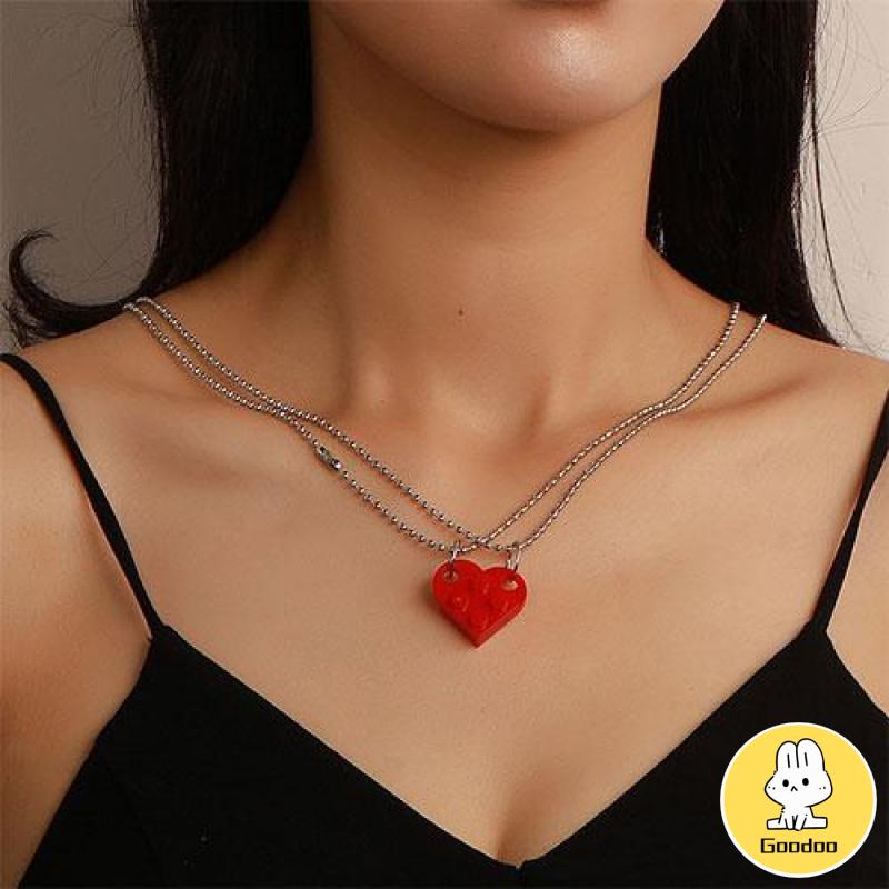 Kalung Rantai Liontin Hati Lego Lucu Untuk Pasangan / Pria / Wanita -Doo