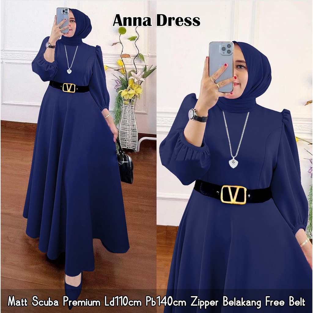 ANNA MAXI/MAXI DRESS SCUBA/MAXY DRESS LEBARAN KEKINIAN/DRESS MAXI POLOS-CANTIK/MAXI DRESS MURAH SURABAYA