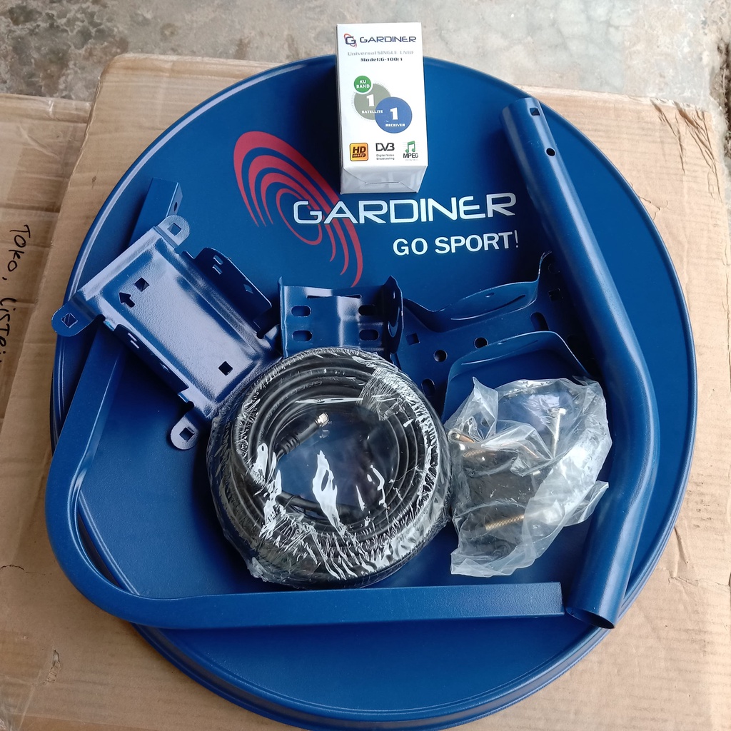 Parabola Gardiner Go Sport Komplit dengan Solid/Dish Gardiner, Lnb Kuband dan Kabel