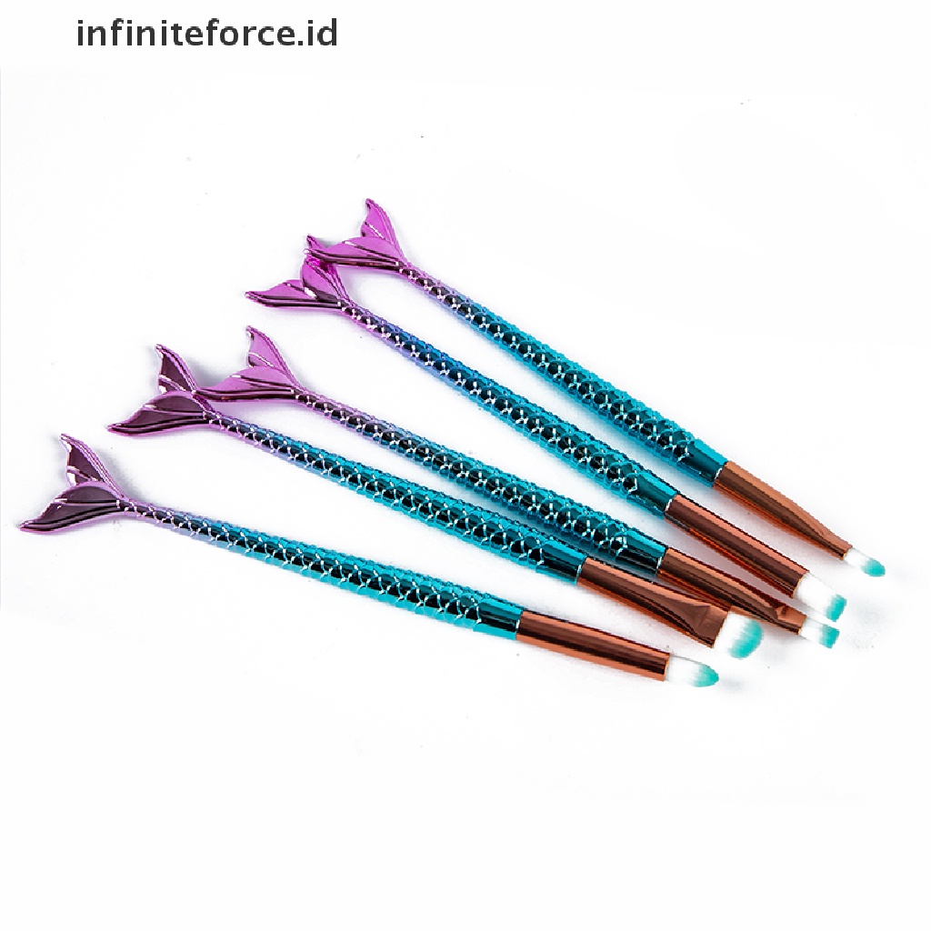 Infiniteforce.id 10pcs / Set Brush Foundation / Alis / Eyeliner Bentuk Mermaid Untuk Makeup / Kosmetik Wanita