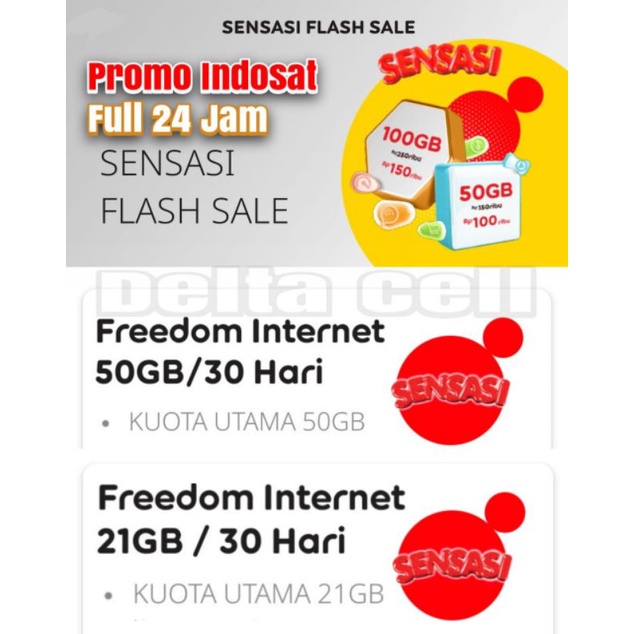 Inject gift Paket Kuota im3 Indosat Freedom 50gb 100gb 21gb 32gb 2gb 4gb 10gb 18gb 30hari