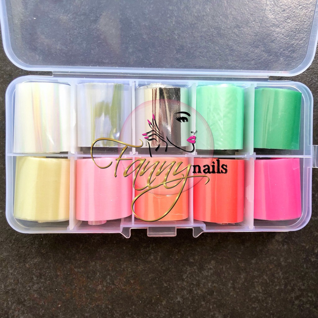 Nail transfered transfer foil pastel nailart paper foil glass color Produk Good Quality