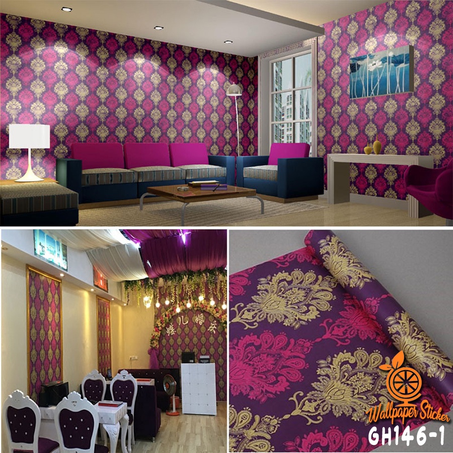 Wallpaper Dinding Ruang Tamu Wallpaper Stiker Dinding Rumah 45cmx9m / Wallpaper Dinding 3D Motif Batik