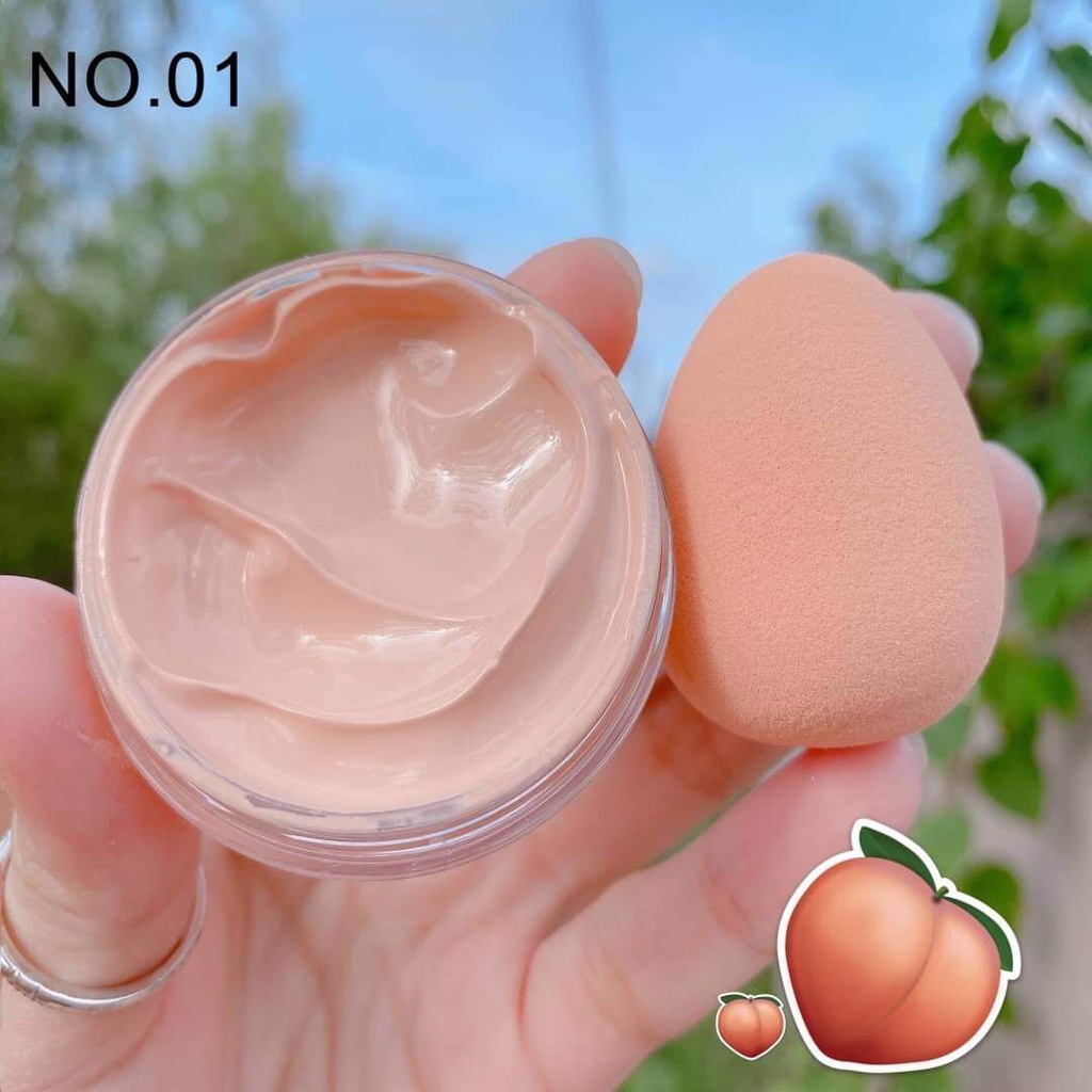 Foundation 6 in 1 Kiss Beauty PEACH Create A Natural Complexion 68093-03 + sponge