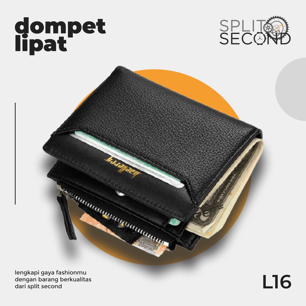 ∞ SplitSecond ∞ Baellerry Dompet Lipat Wanita Kecil Resleting Bahan Kulit Import Kualitas Premium - 