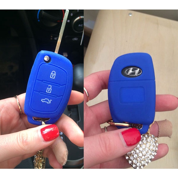 Casing Kunci Mobil 3 Tombol Bahan Silikon Untuk Hyundai Santa Feata Elantra Verna Ix35 Solaris Ix45 I10 I30 Fob