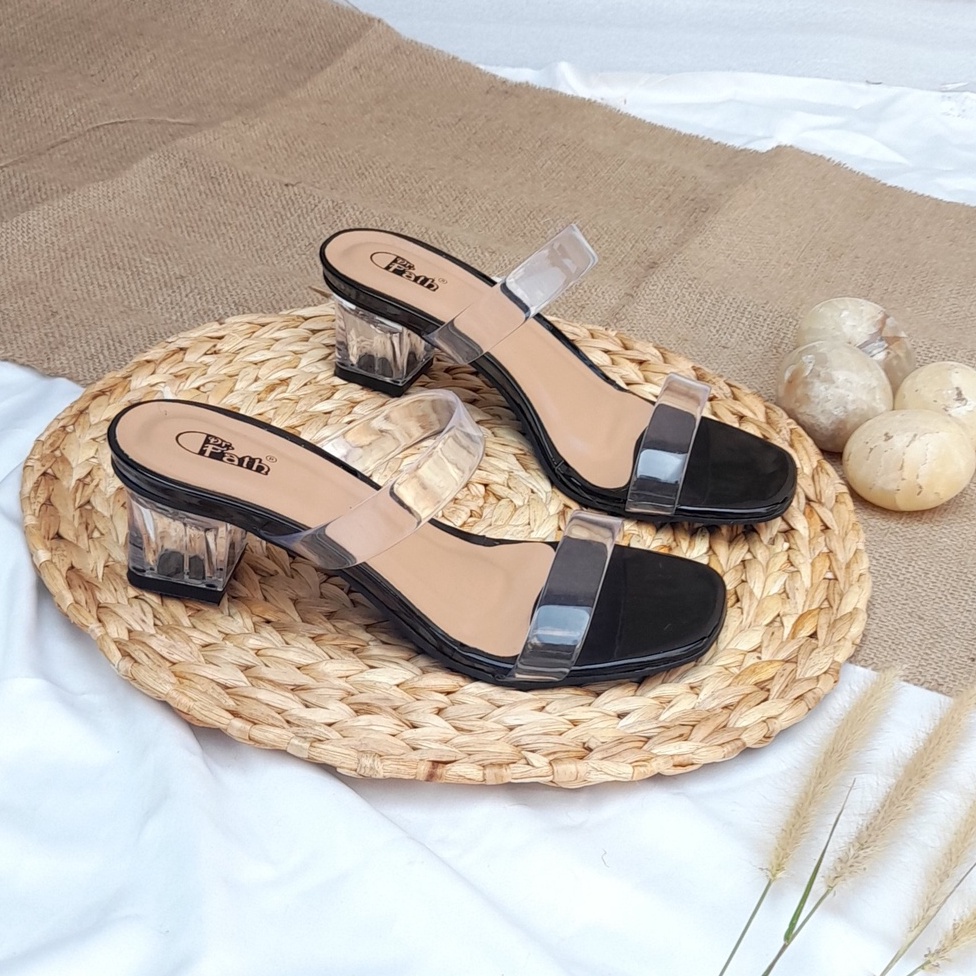 Sandal Heels Kaca wanita 5cm Ban 2 Jelly