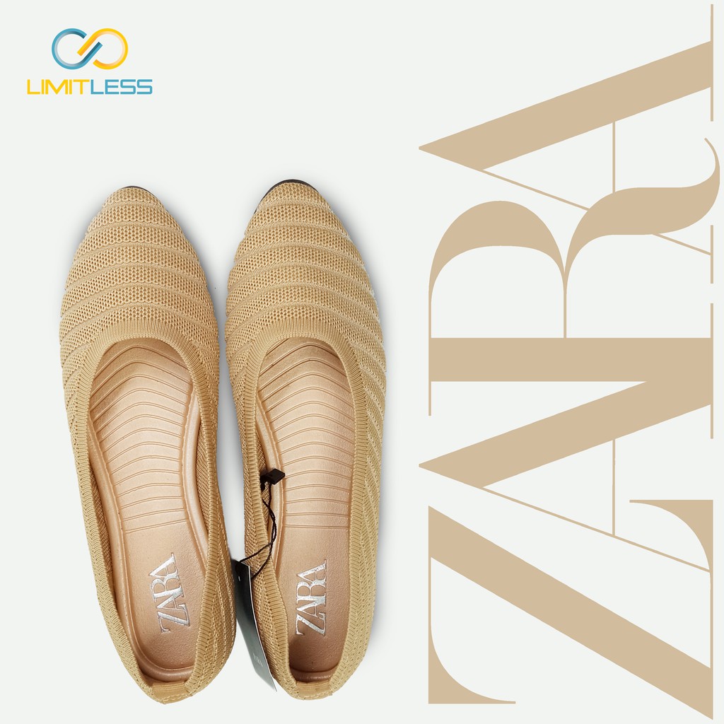 Sepatu Kantor Wanita Zara Laily Flat Shoes Cewek Slip On Fashionable Model Balerina Nyaman Rajut