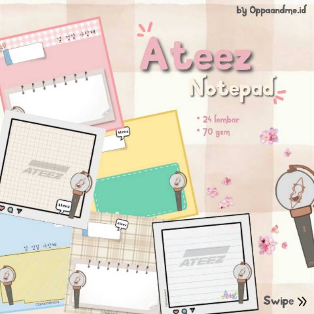 

Mariaarts - Ateez notepad memopad notes jurnal buku catatan agenda