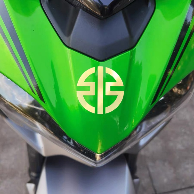 KAWASAKI Logo Stiker Nikel Murni Anti Korosi Sepeda Motor Stiker Tahan Air Dekorasi Stiker