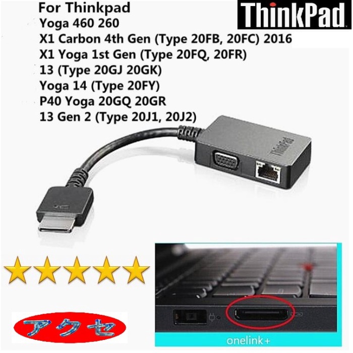 Adapter Lenovo Thinkpad Yoga X1 P40 RJ45 Ethernet dan VGA Original