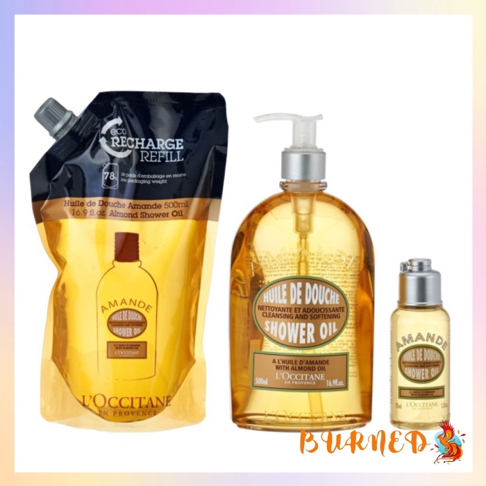 [NEWTREND] L'OCCITANE ALMOND MOISTURIZING SHOWER OIL ECO REFILL 500ML PUMP 500 ML - MINI 35ML