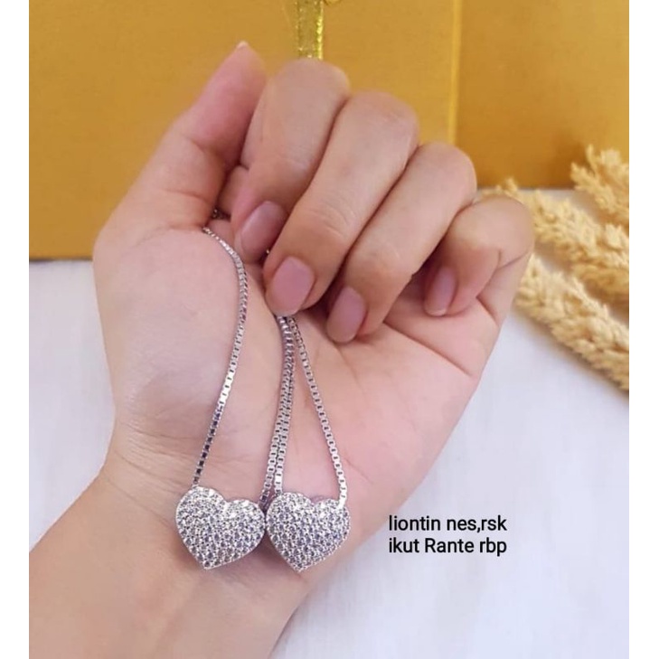 Kalung love vier mewah lapis emas 22,18k, cantik,cocok pesta pernikahan,kado pacar dll