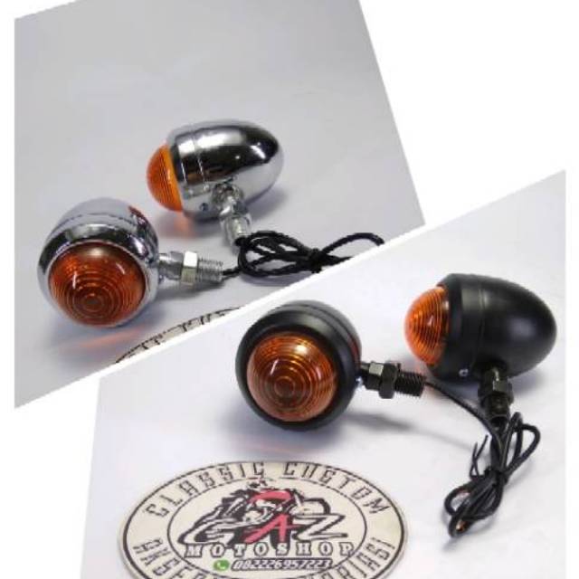 Lampu Sein Acipi Reteng CB Custom Classic 2biji Hitam atau Crhome Japstyle