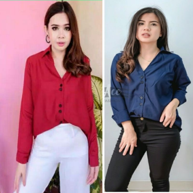 PREMIUM Kemeja CHERLY kemeja wanita atasan wanita baju kemeja casual wanita remaja ataupun cewek