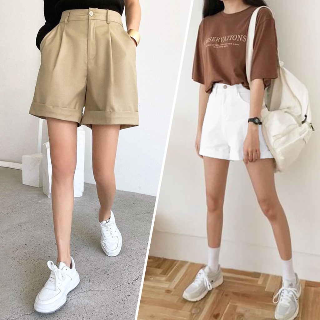 Jual Celana Pendek Highwaist Wanita Korean Style Short Pants Korean