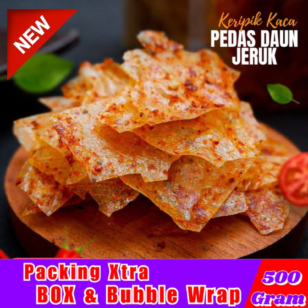 

[500gr] Keripik Kaca Super Pedas / Keripik Kaca Kecimpring Khas Daerah - Hufaida Snack makanan ringan