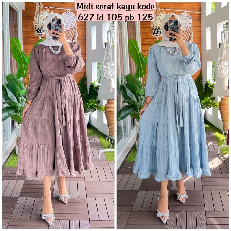 Midi Serat Kayu Terlaris / Midi Crinckle Terbaru / Gamis Crinkle Terlaris / Laurent Maxi Terlaris / 