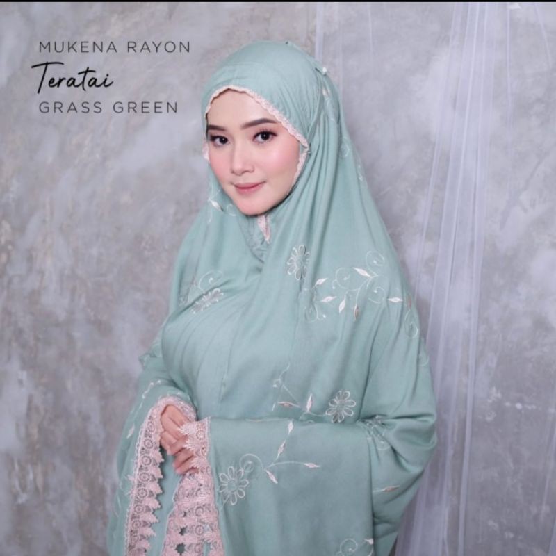 Mukena Teratai dewasa rayon premium motif bunga full