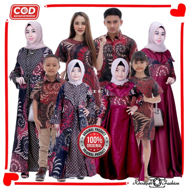 Batik Couple Keluarga Modern Batik Capel Sarimbit Set Batik Couple Batik Gamis Wanita Motif Puser Ma