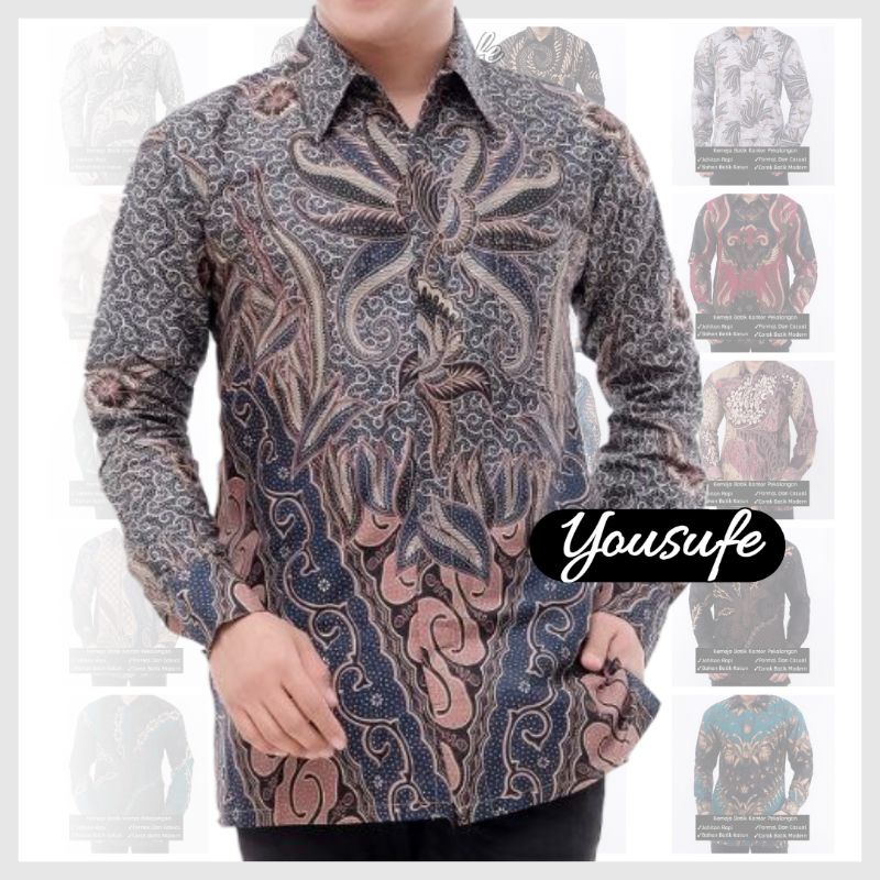 Kemeja Batik Pria Lengan Panjang Regular Slimfit Pekalongan Terbaru Nyaman Halus bisa Cod Tidak Luntur Seragam Kantor Kerja Pernikahan Hajatan Cod Shopee Kode KMJB01