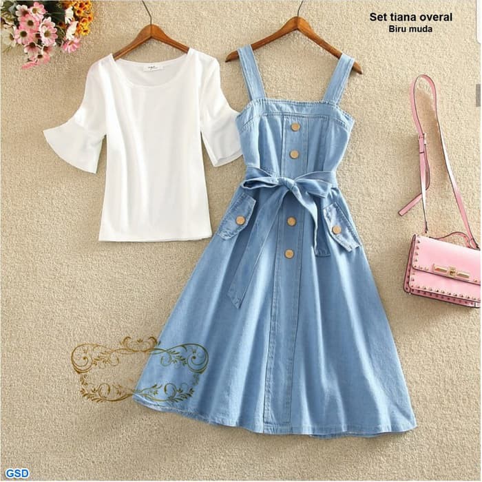 Overall Jeans Emma Ripped (Lapis Furing) - Hitam UC814 Set Tiana Overal Birumuda/Jumper +Inner Tero